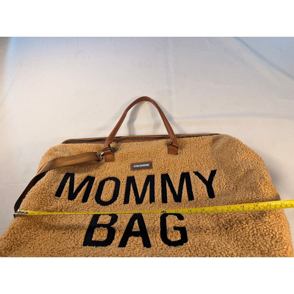 Childhome Teddy Mommy Bag Brown Fuzzy Diaper Travel Duffle NWOT - Picture 12 of 14